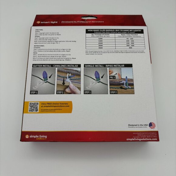 Simple Living Solutions 100ct White Universal Clips for Holiday Light Strands - Picture 2 of 3